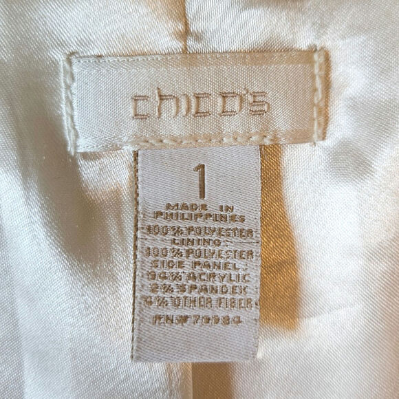 Chico's Snakeskin Embossed Faux Leather Jacket Cream Women's Size 1 (Medium) - Picture 7 of 12